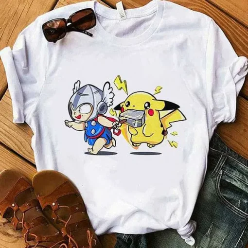 Pkm.store Sommer-Pokemon T-Shirt Fur Frauen / Madchen Snorlax Togepi Squirtle Japanese T-Shirt