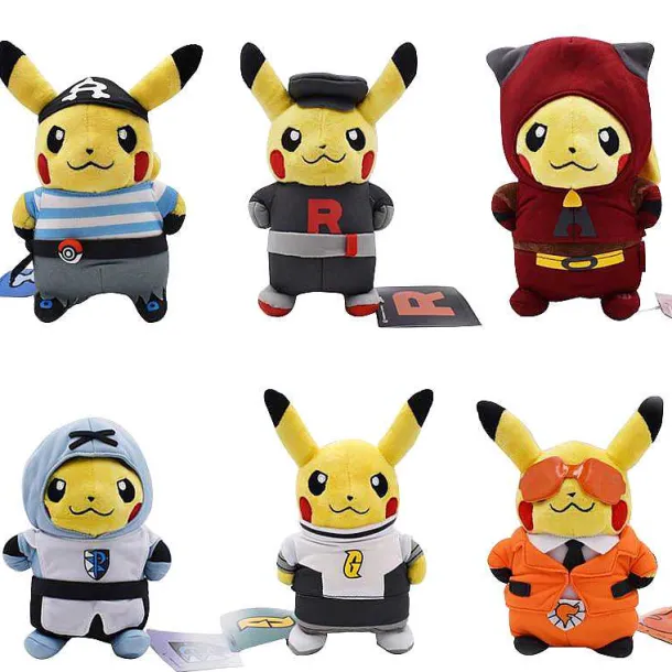 Pkm.store Pokemon Kuscheltiere-6X Pokemon Pikachu Cosplay Plusch (Ca. 20Cm) Team Rocket